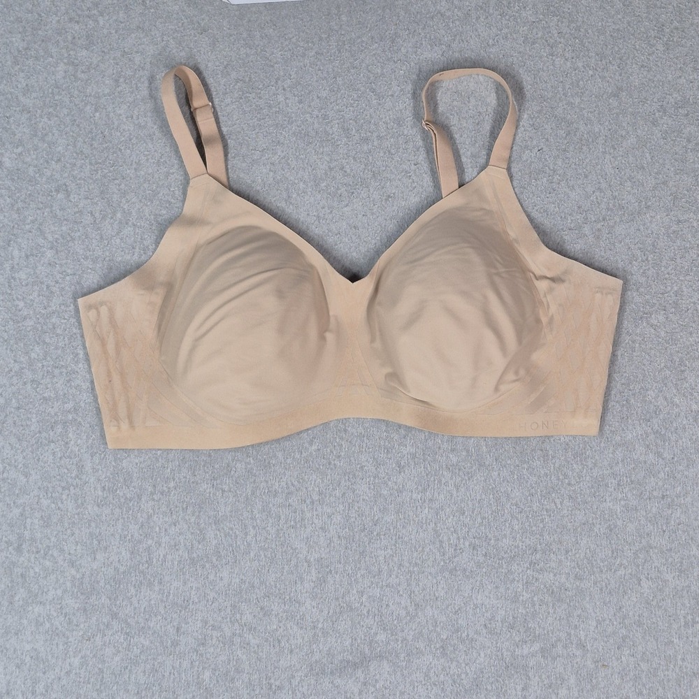 Honeylove Women Bra 1X Beige Silhouette T Shirt Wireless Unlined Convertible